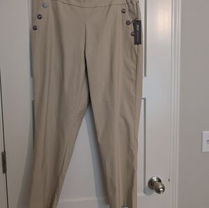JNY Jones New York Women's Pants Size 14 Pull On NWT Button Accents